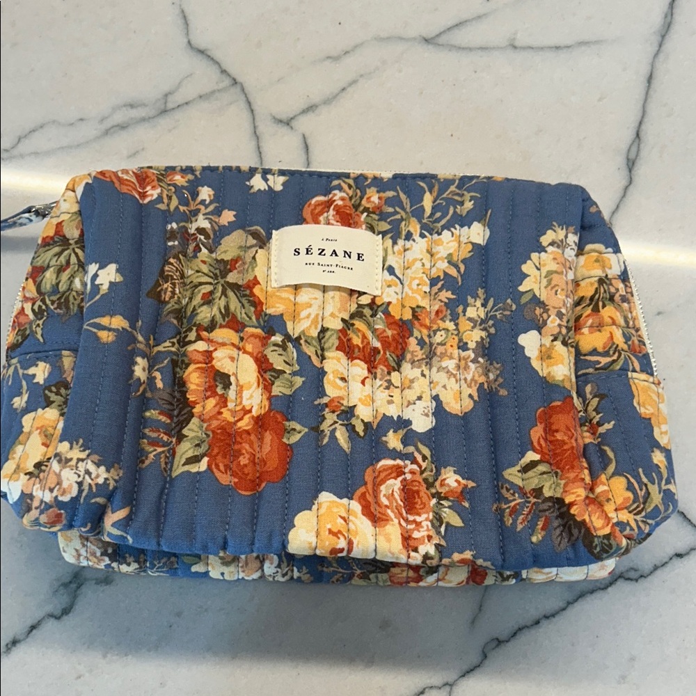 Sezane Toiletry Bag - Blue Floral